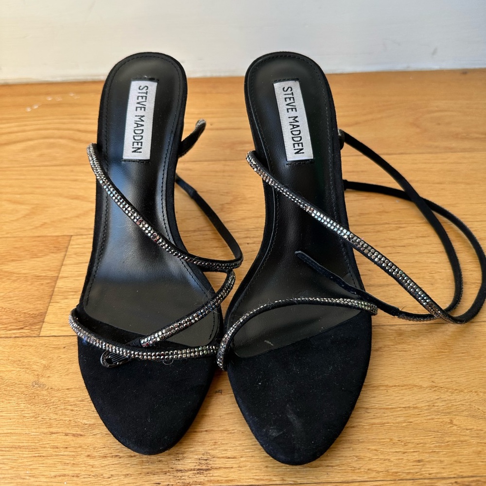Steve Madden strappy sequin heels.